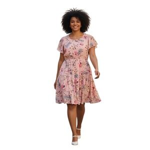 Nemidor Women's size 24 Bohemian Tiered Floral Coquette Casual Office Midi Dress
